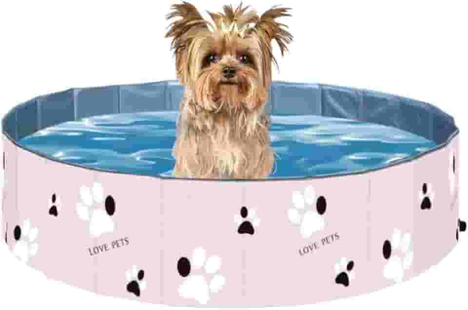 VG PLUS, Piscina Para Cachorro Pets Dobrável 60 x 20 cm Patinhas VG+ Rosa
