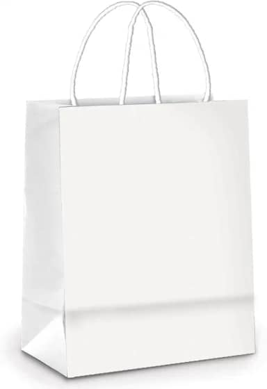 Sacola De Papel Para Presente C/ 10 Unidades Liso Na Cor Branco - Tamanho 21,5x15x8 Cm - Cromus Embalagens