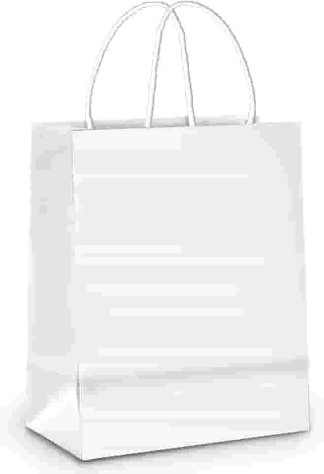 Sacola De Papel Para Presente C/ 10 Unidades Liso Na Cor Branco - Tamanho 21,5x15x8 Cm - Cromus Embalagens