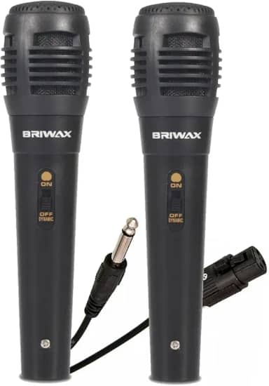 Kit 2 Microfone Dinâmico Profissional Com Cabo 5 Metros P10 para Karaokê Caixa de Som e Instrumentos