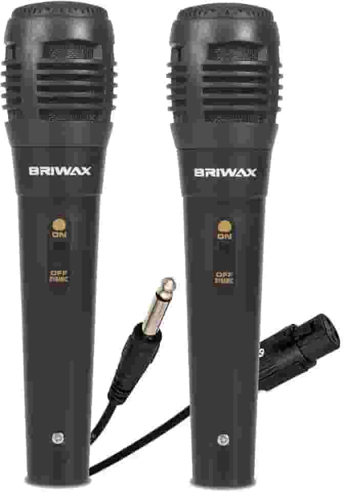 Kit 2 Microfone Dinâmico Profissional Com Cabo 5 Metros P10 para Karaokê Caixa de Som e Instrumentos