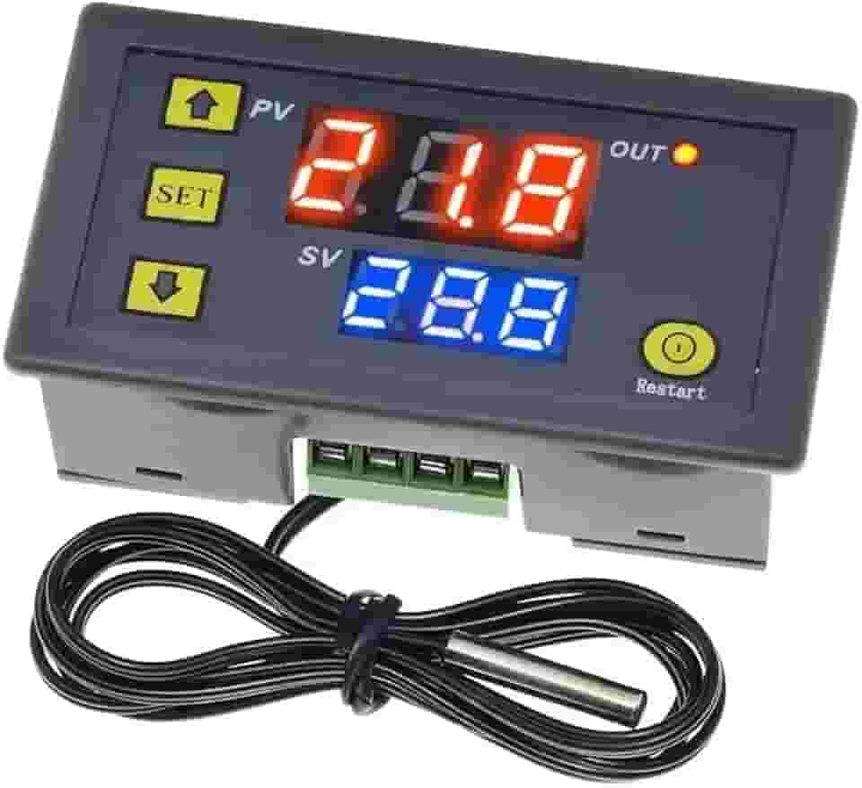 Controlador de Temperatura Digital Termostato W3230 Bivolt 110-220V com Sensor NTC – Aquário, Chocadeira, Cervejeira, Estufa e Freezer