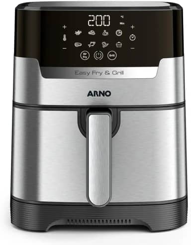Fritadeira sem Óleo e Grill Arno Airfryer & Grill Expert Digital 4,2L UFE2, 1420W, Inox e Preta, 8 Programas, 2 em 1 para Fritar e Grelhar, 220V