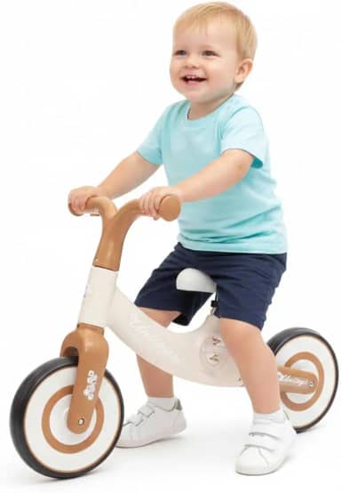 Bicicleta de Equilíbrio Infantil, Sem Pedal, Marrom,suporta até 30kg, Ascento Ajustável Ideal Para Os Primeiros Passos Bem Leve.