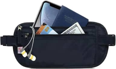 Pochete Doleira Antifurto para Viagem Unissex Resistente à Água com Zíper – Porta Dinheiro, Cartões e Documentos, Pochete Leve e Ajustável para Viagens e Trilhas - Nalux