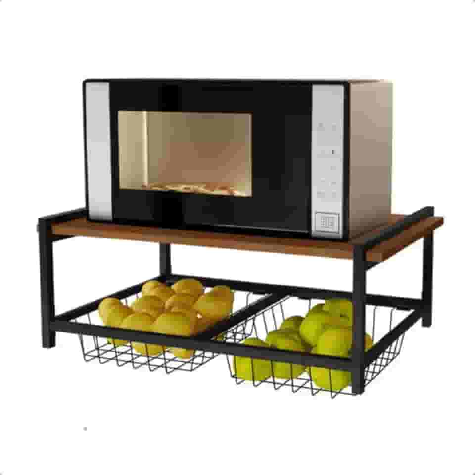 Fruteira De Parede Multi-uso Aramada Suporte Microondas (IMBUIA)