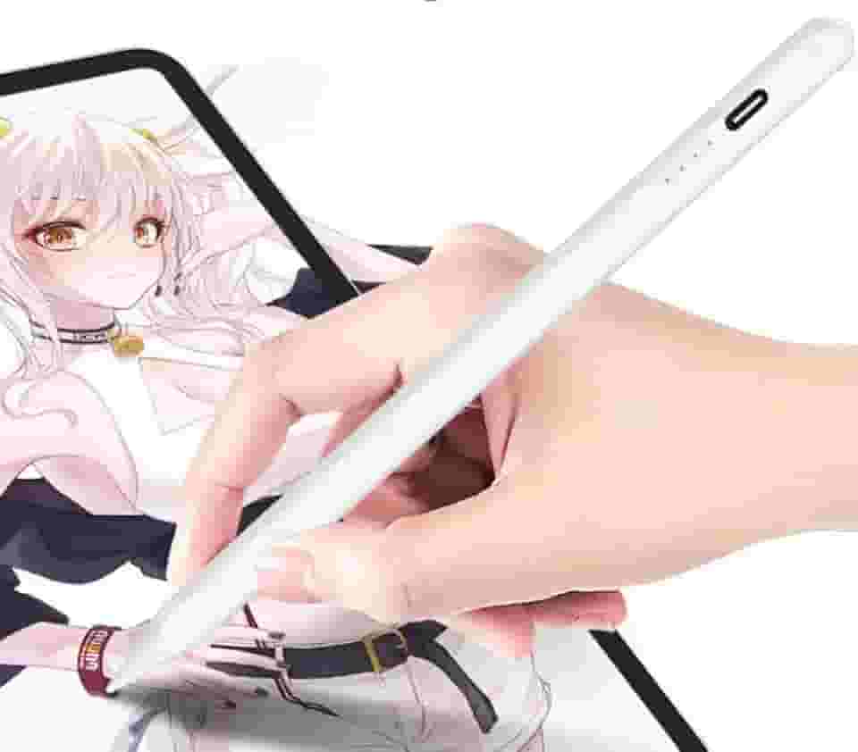 Caneta Touch Stylus Universal Ativa para Celular e Tablet Android iOS Windows – Recarregável, Ponta Fina, Alta Precisão para Desenho, Anotações e Navegação – Sem Bluetooth