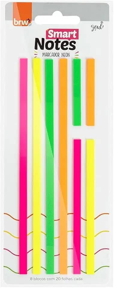 Bloco Adesivo Smart Notes Marca-Texto Neon 8 Blocos BRW