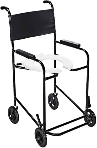 Cadeira de Banho com Rodas Higiênica para Idoso Portátil Segura e Confortável p/Banho e Sanitário