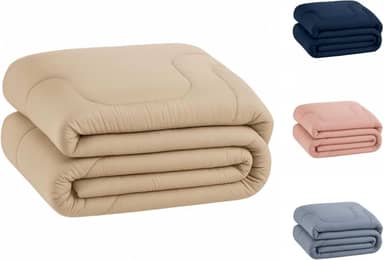 Edredom Percal 400 Fios Grosso Extra Macio Dupla Face Cobertor (Bege, King)