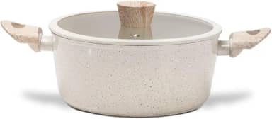 Brinox - Panela Caçarola de Indução Ceramic Life Sirius Ø22 cm 2,7L com Tampa e Revestimento Cerâmico Antiaderente - Vanilla