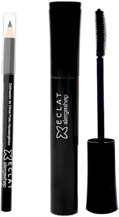 Kit Rímel Máscara e Lápis de Olho Hipoalergênico Eclat