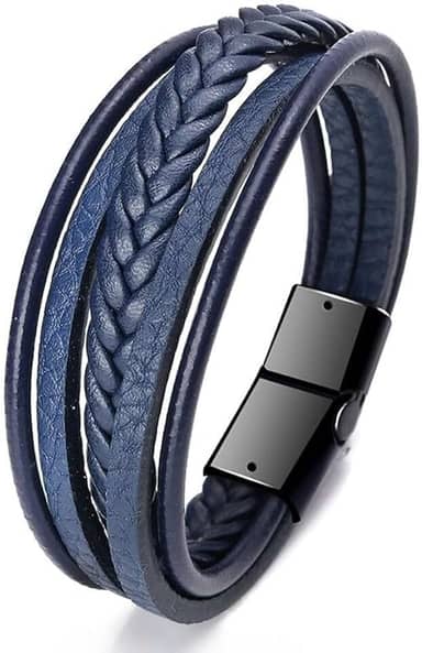 Pulseira de punho preta cravejada Boho feita à mão com fio duplo para homens, presentes de Natal, presentes de amizade, mulheres