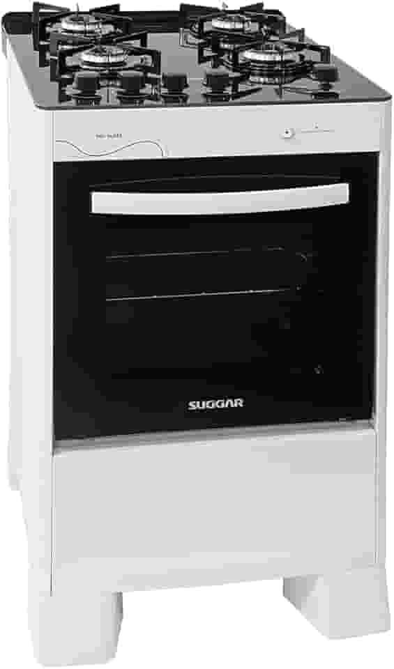 SUGGAR FOGÃO NEO GLASS BRANCO MESA DE VIDRO 4 BOCAS TREMPE 6 APOIOS ACENDIMENTO AUTOMÁTICO FGVNG410BR