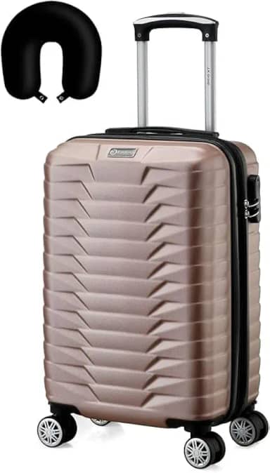 Mala de Bordo Viagem Rígida Rodas 360 º capacidade 10kg Com Zíper Expansível e anti furto com senha (DOURADO)