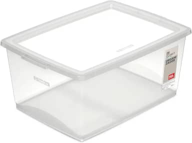 Ordene - Caixa Organizadora Plástica de 30 Litros com Tampa, Cor Cristal, Linha My Closet