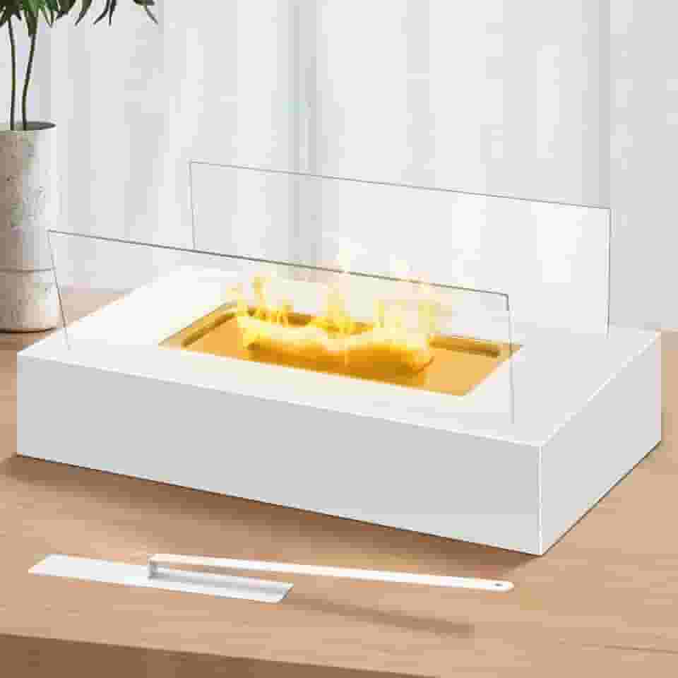Lareira Portátil Decorativa de Mesa Branco Design Moderno 35cm