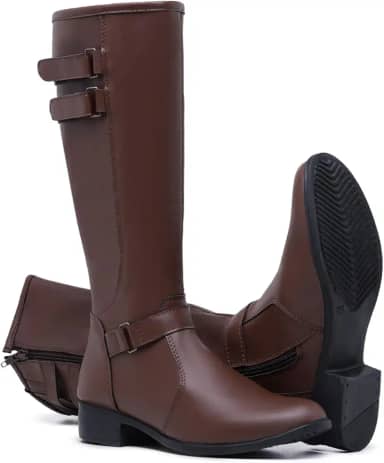 Bota Montaria Feminina Cano Longo Zíper Conforto