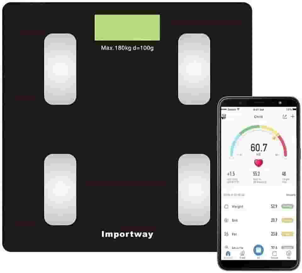 Balança Digital Bioimpedância Com Bluetooth Aplicativo Peso Analisador Corporal Gordura 180kg