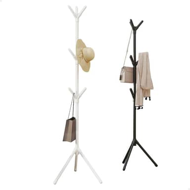 Mancebo Cabideiro de Chão Organizador para Roupas Casaco Bolsa Chapéu 9 Ganchos (Branco)