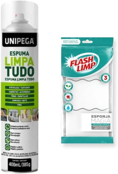Espuma Mágica Limpa Tudo Tênis Sofa Parede Piso Tapete Carpete 400ml + 3 Esponjas Magia