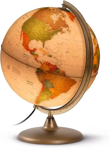 Globo Terrestre Discovery Creation 30cm Iluminado | Tecnodidattica | Cartografia Politica Estilo Antigo | Textos em português do Brasil | Diâmetro: 30 cm