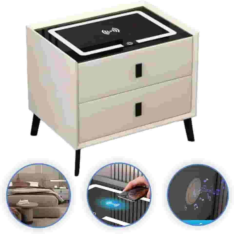 Mesa De Cabeceira com 2 gavetas inteligente Carregador sem Fio Indução