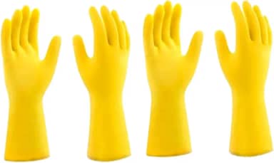 Kit 2 Pares de Luvas de Látex Multiuso, Amarelas, Para Limpeza Doméstica e Jardinagem, Escolha um Tamanho. (G)