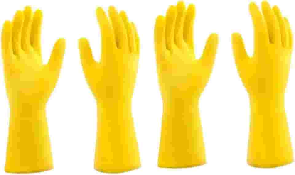 Kit 2 Pares de Luvas de Látex Multiuso, Amarelas, Para Limpeza Doméstica e Jardinagem, Escolha um Tamanho. (G)