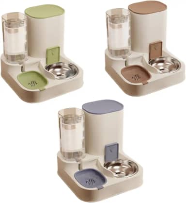 Bebedouro 1.3L com Comedouro 2.3Kg Alimentador Duplo 2em1 Automático Pet Cães Cachorros Gatos (Azul-aço)