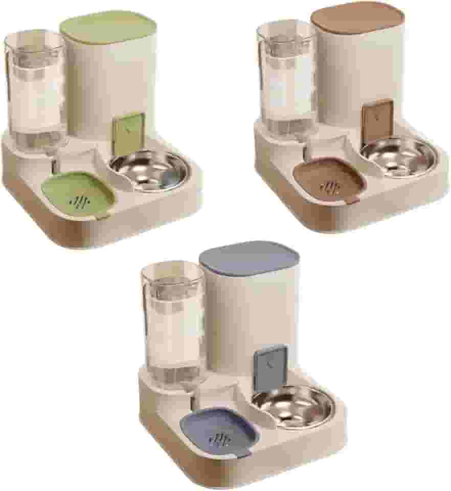 Bebedouro 1.3L com Comedouro 2.3Kg Alimentador Duplo 2em1 Automático Pet Cães Cachorros Gatos (Azul-aço)