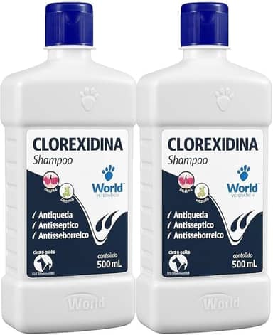 Kit 2 Shampoo Antisséptico Antiqueda e Antisseborreico para Cães e Gatos 500ml