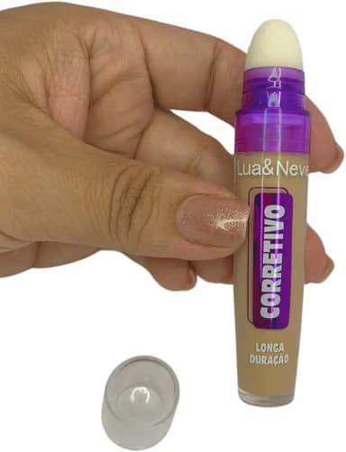 Corretivo Líquido Longa Duração com Esponja Aplicadora – Alta Cobertura, Efeito Natural, 6 Cores – 7ml
