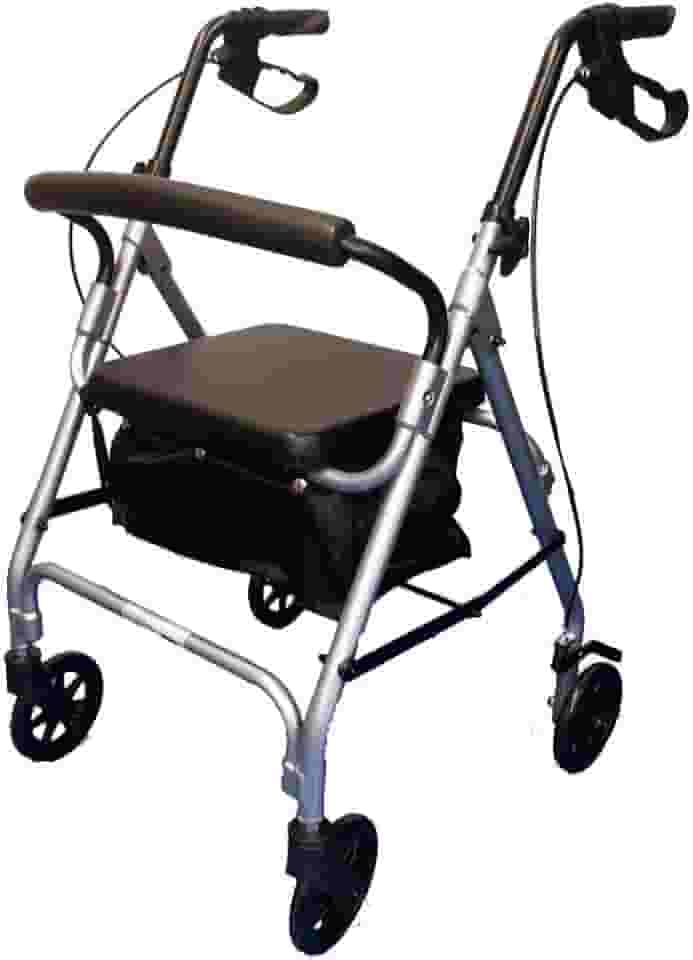 Andador Alumínio Dobrável 4 rodas 6' com bolsa/assento PRATA MBRLA42010 Cap. 100kg