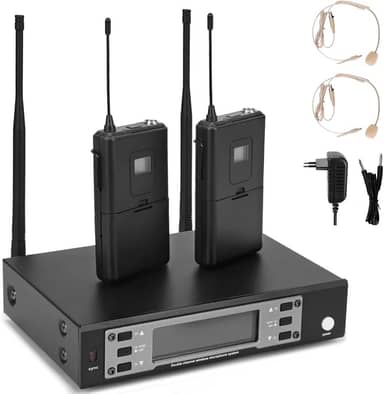 Microfone Estúdio Profissional, Sem Fio, Headset, 2 Canais, Cardióide, Compatível com Computador Pessoal e Console de Jogos