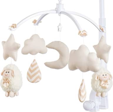 Sleep Baby Móbile Berço Musical e Giratório Ovelha Bege para Bebês e Crianças Pequenas