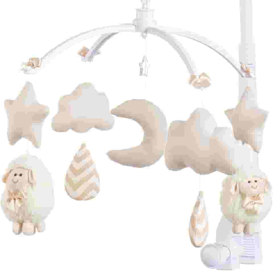 Sleep Baby Móbile Berço Musical e Giratório Ovelha Bege para Bebês e Crianças Pequenas