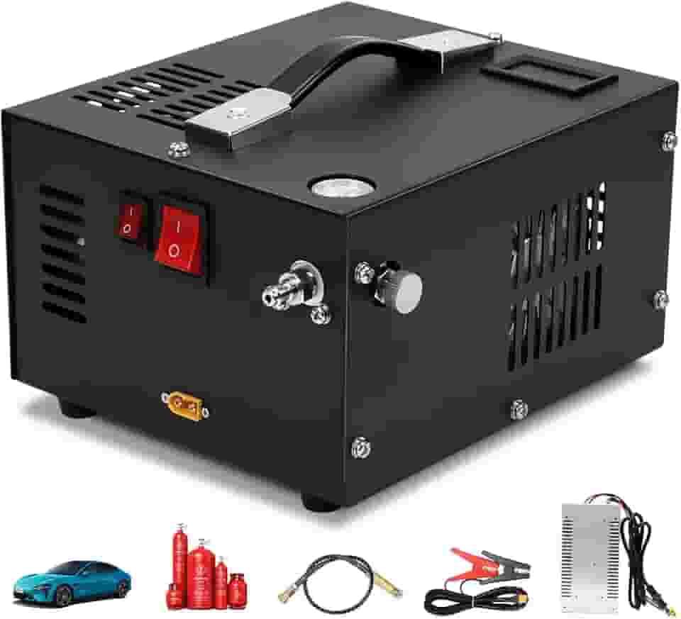 Netpeato Compressor PCP 300 Bar, Alimentado Por Carro 12V DC Ou Casa 110V AC, Com Adaptador, Bomba, PCP Air Compressor, 4500Psi 30Mpa, Compressores Portáteis, Preto