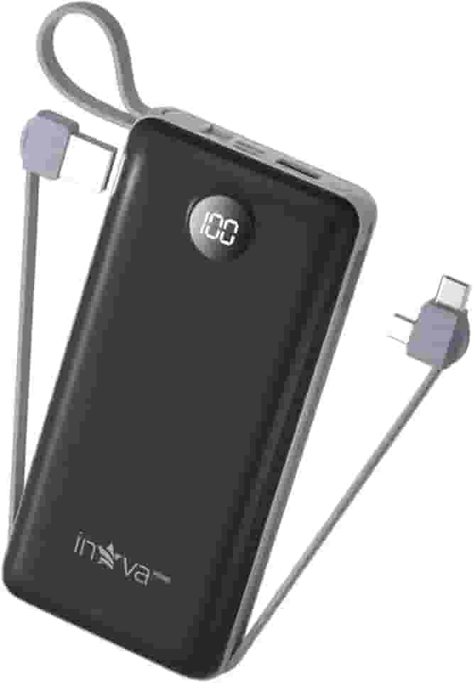 Power Bank, Carregador Portátil de 20000mAh com Carga Rápida, Múltiplas Portas, Design Leve e Proteção Inteligente para Dispositivos iOS e Android/USB/Type-C/Preto/(KV-P204-Preto)