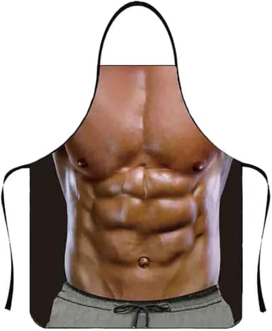 DDJYP Avental musculoso engraçado cozinha criativa cozinhar grelhar assar festa avental para homens aventais de cozinha novidade presentes, Preto, M