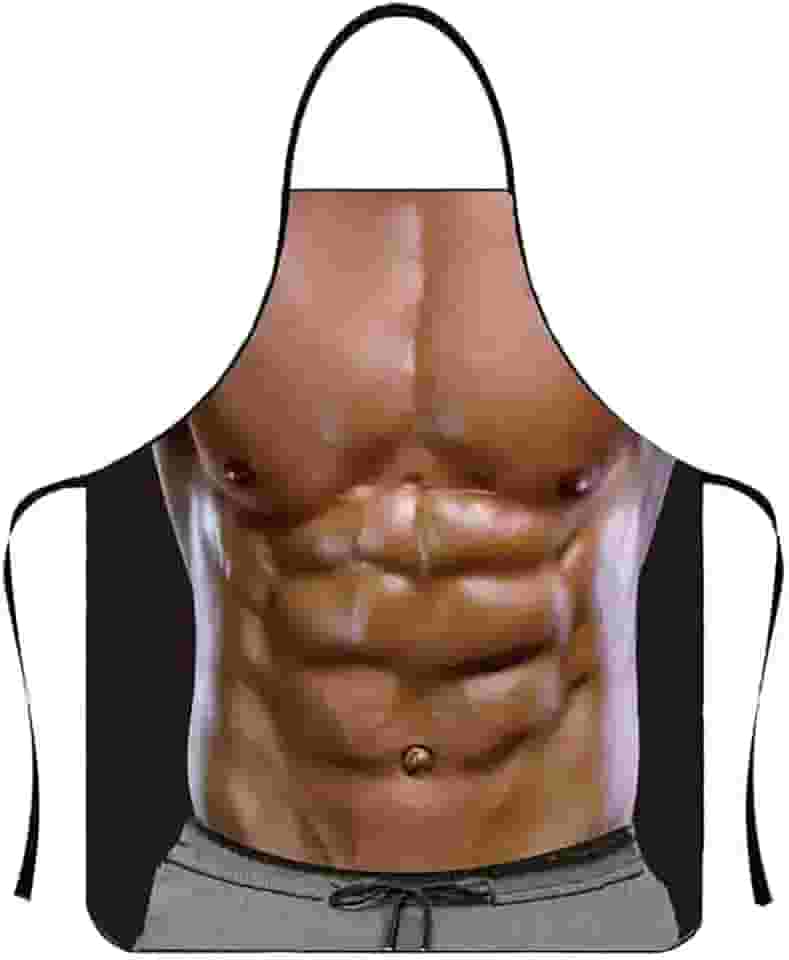 DDJYP Avental musculoso engraçado cozinha criativa cozinhar grelhar assar festa avental para homens aventais de cozinha novidade presentes, Preto, M