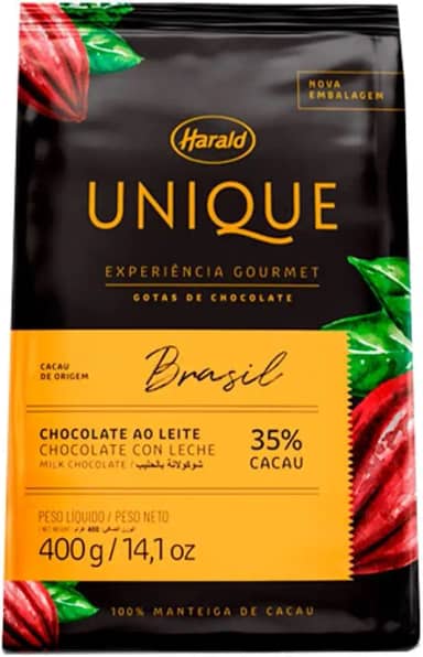 Chocolate Unique Brasil Ao Leite 35% Cacau Gotas 400g Harald