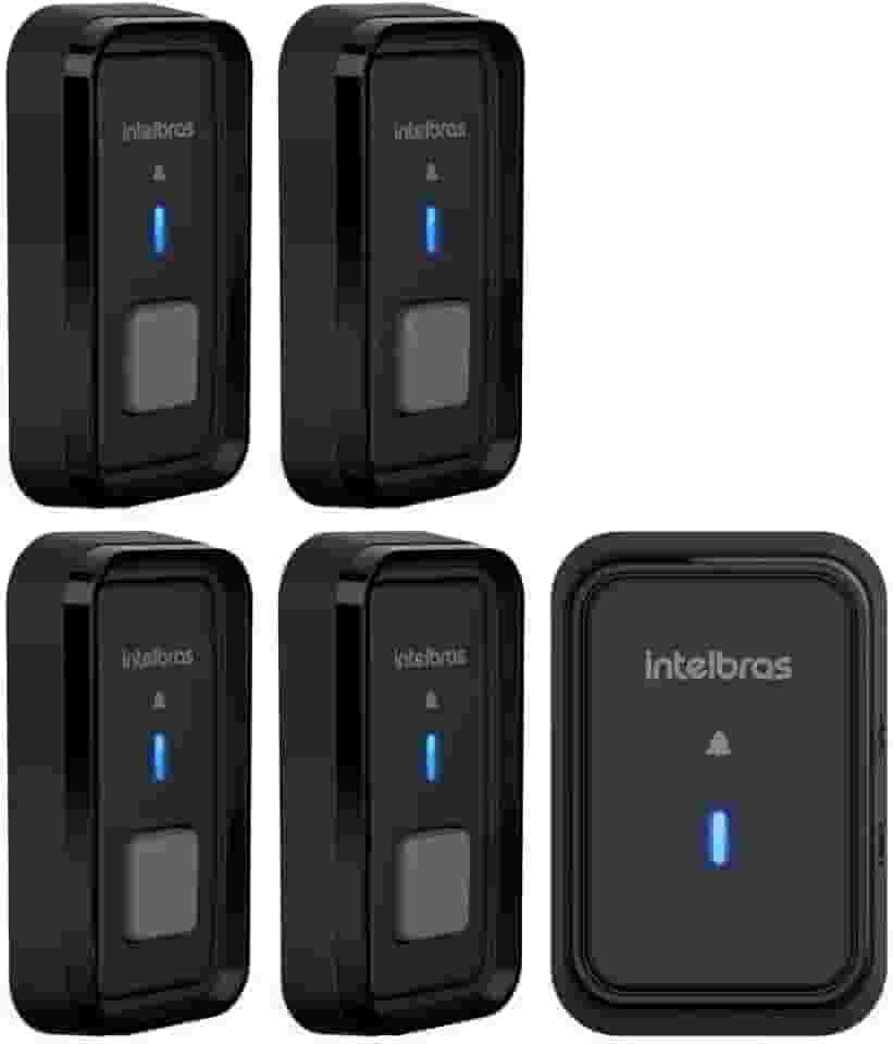 Campainha sem Fio Com Bateria Sem Fio Cib 101 Preta Alcance ate 100Mts 4 Externas Intelbras Preto