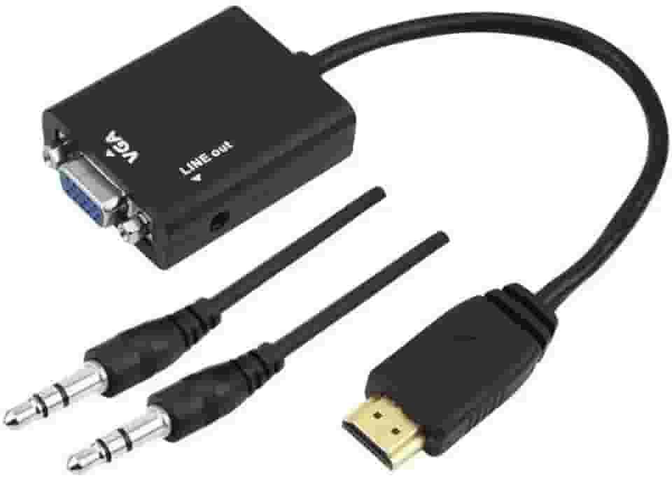 Adaptador Cabo Conversor Hdmi-macho X VGA-femea Conversion Cable Transmissão de Vídeo + Áudio HDMI / VGA Adaptador 1080p Smart
