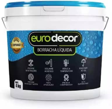 Borracha Líquida Manta Impermeável Premium Euro Decor 4KG Tinta Emborrachada Flexível (Crômio)