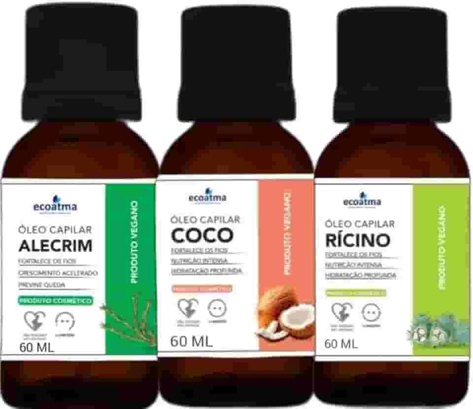 Óleo De Rícino Coco E Alecrim Terapia Capilar 60ml Cada