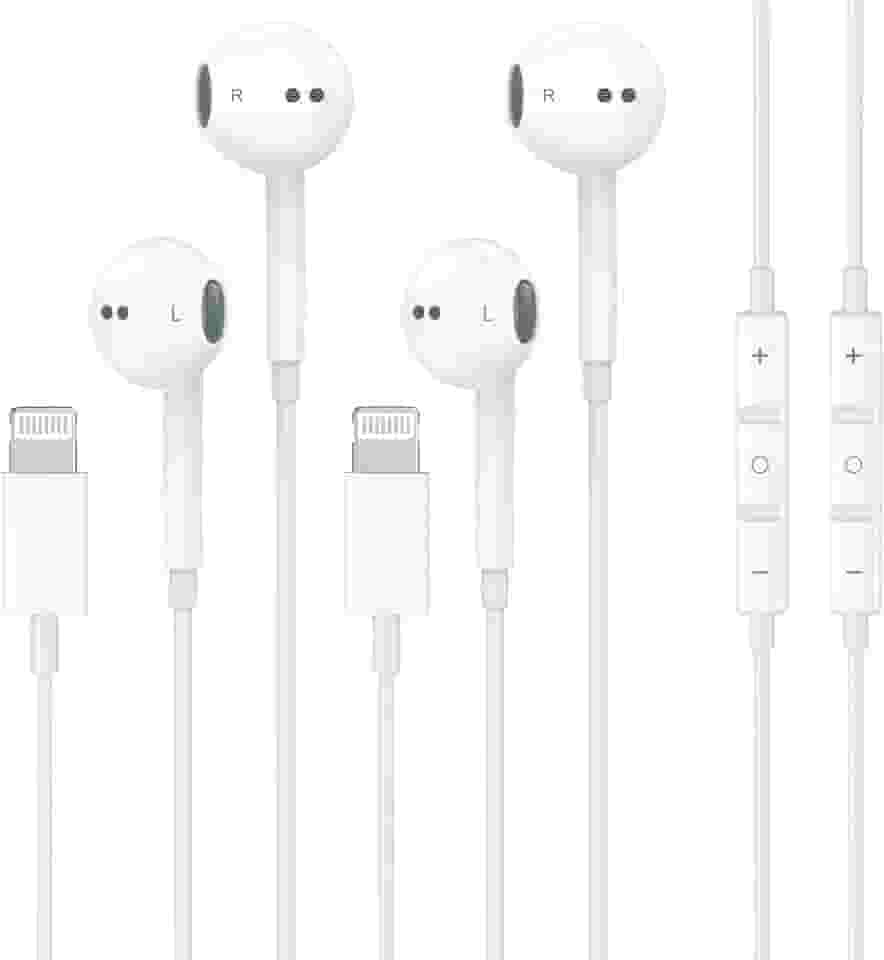 Pacote com 2 fones de ouvido com fio para iPhone com microfone integrado e controle de volume, fones de ouvido com redução de Nosie compatíveis com iPhone 14 13 12 11 Pro Max XS XR X 8 7, compatível