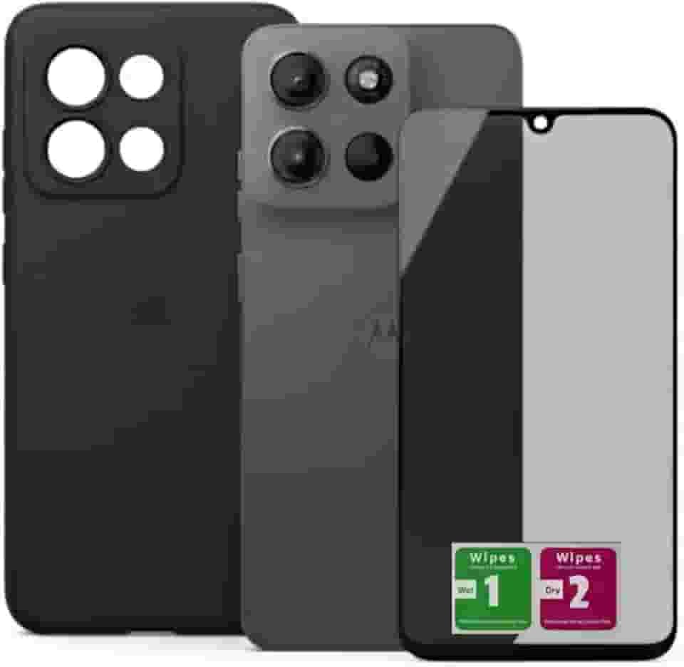 Kit Capa Anti-Impacto Preta TPU + Película Cerâmica 9D ou Privacidade 3D – Compatível Moto G75 (Película Privacidade 3D)