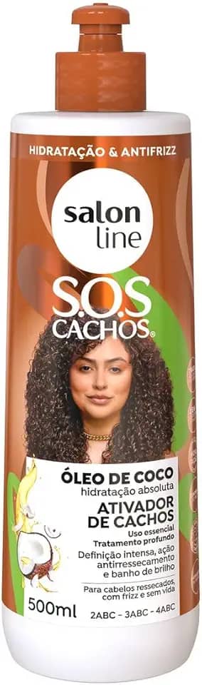 Salon Line, Ativador de Cachos, S.O.S Cachos, Óleo de Coco, Tratamento Profundo, Não Vegano - Para Cabelos Ondulados, Cacheados e Crespos, 500 ml