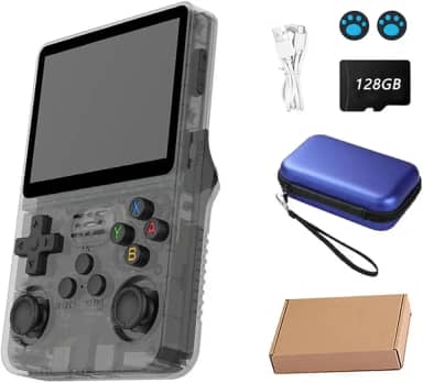 Console de video game portátil R36S Retro de 128 GB,r36s console portatil, mais de 39.000 jogos, Arkos 2.0, tela IPS de 3,5 polegadas, reprodutor de vídeo de bolso (cor:preto)